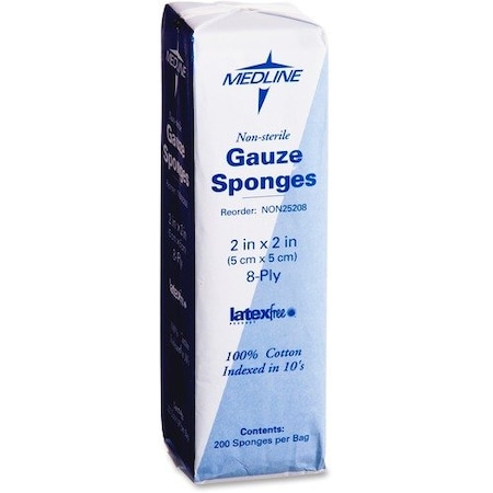 Medline GAUZE, 8PLY, 2inX2in, 200PK MIINON25208